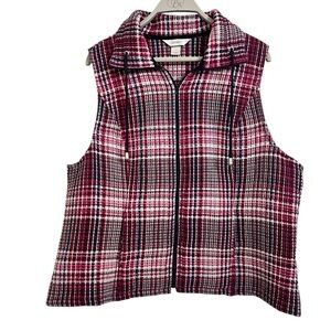 CJ banks Plaid vest - red pink and navy 1x